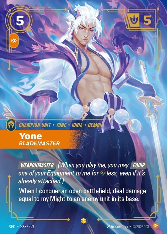 Yone, Blademaster, Riftbound card SFD-233