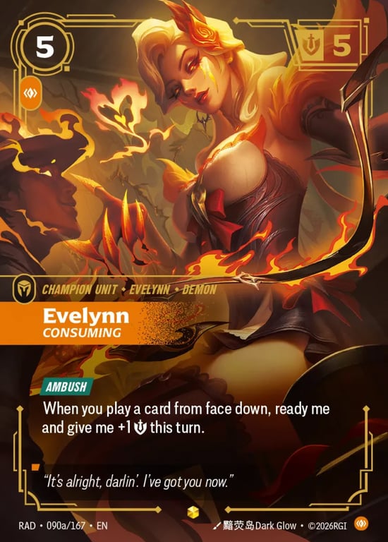 Evelynn, Consuming, Riftbound card RAD-090a