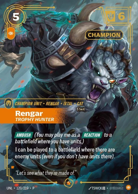 Rengar, Trophy Hunter, Riftbound card UNL-120-c
