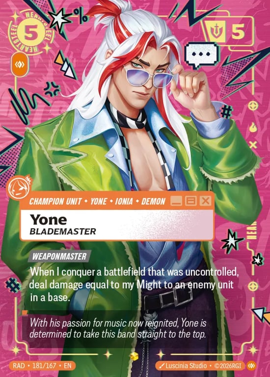 Yone, Blademaster, Riftbound card RAD-181