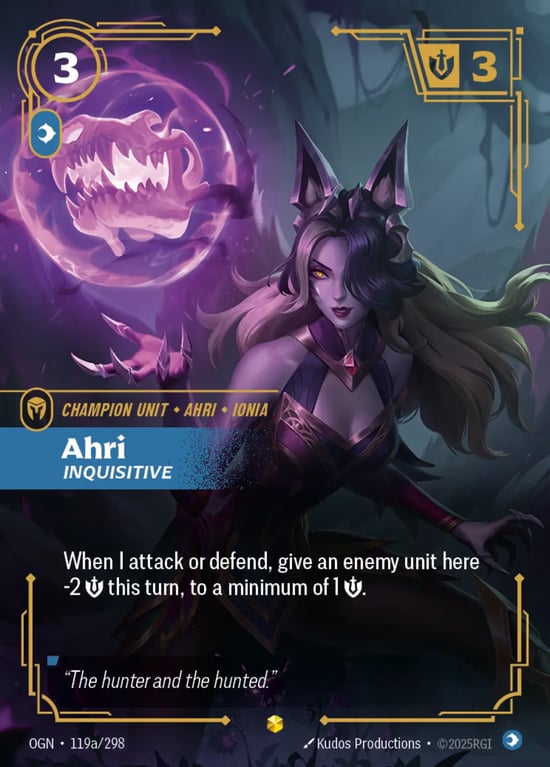 Ahri, Inquisitive, Riftbound card OGN-119a