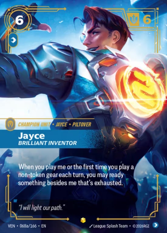 Jayce, Brilliant Inventor, Riftbound card VEN-068a