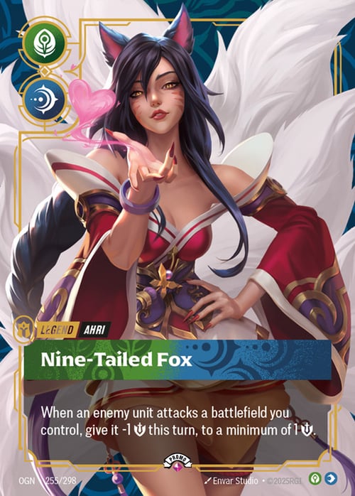 Ahri, Nine-Tailed Fox, Riftbound card OGN-255p
