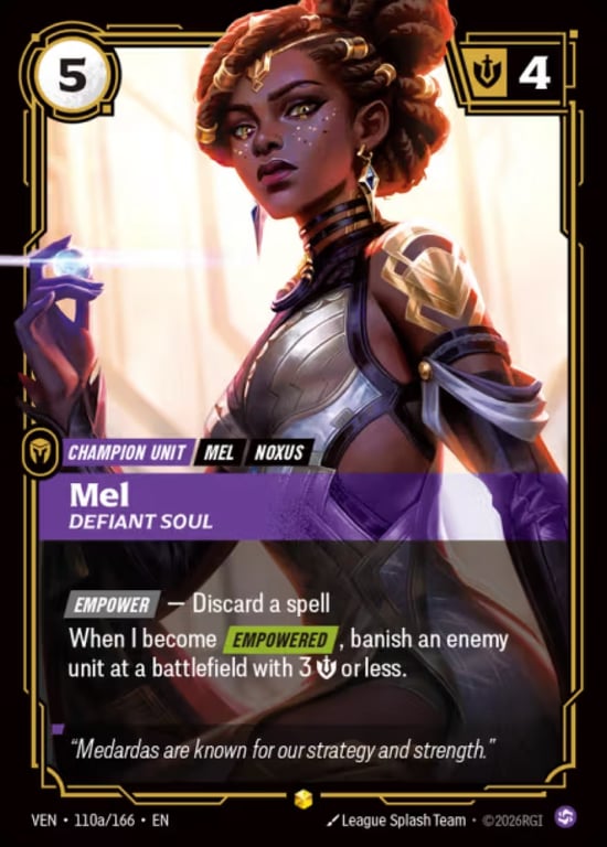 Mel, Defiant Soul, Riftbound card VEN-110a