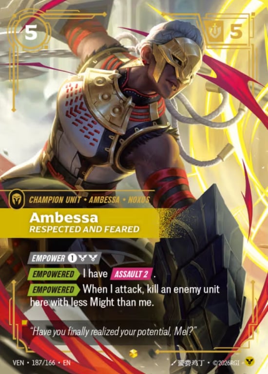 Ambessa, Respected and Feared, Riftbound card VEN-187