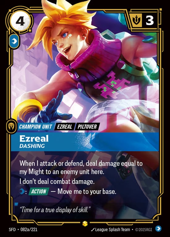 Ezreal, Dashing, Riftbound card SFD-082a