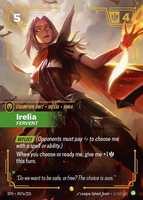 Irelia, Fervent, Riftbound card SFD-057a