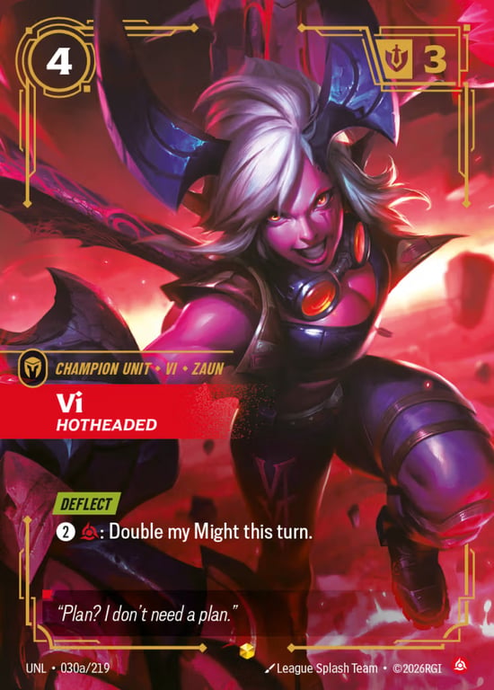 Vi, Hotheaded, Riftbound card UNL-030a