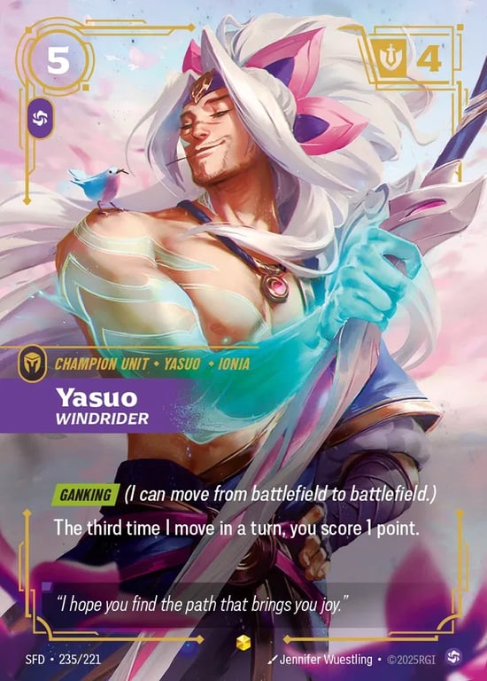 Yasuo, Windrider, Riftbound card SFD-235