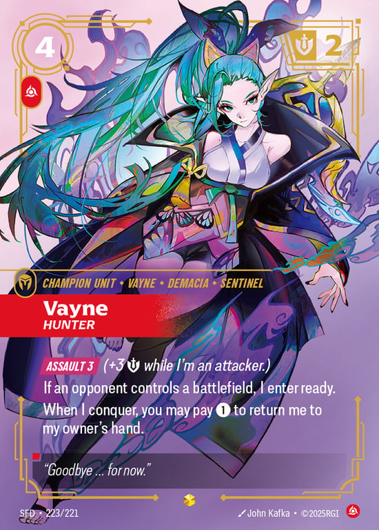 Vayne, Hunter, Riftbound card SFD-223