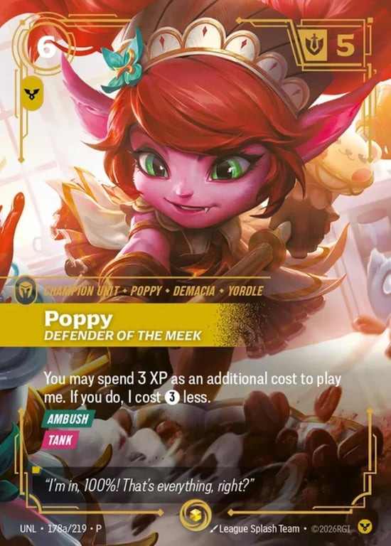 Poppy, Defender of the Meek, Riftbound card UNL-178a-P
