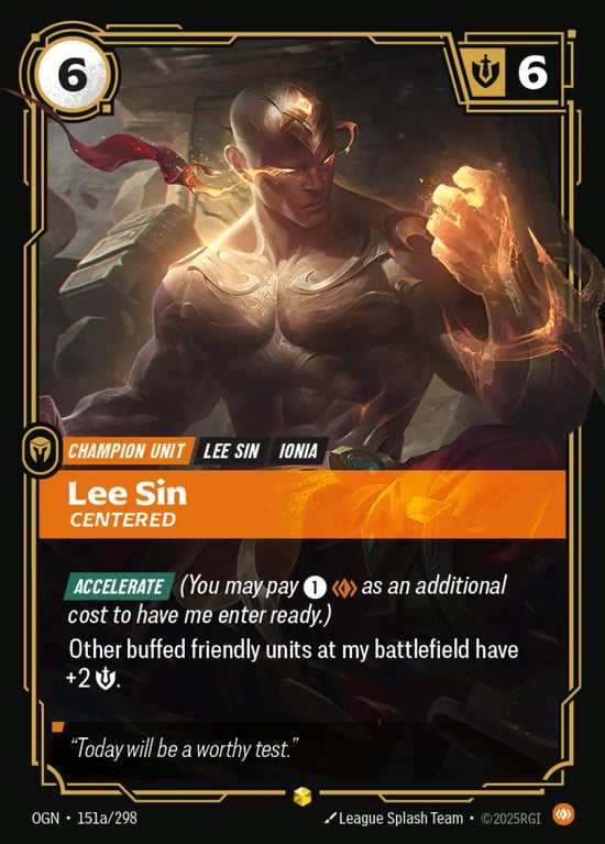 Lee Sin, Centered, Riftbound card OGN-151a