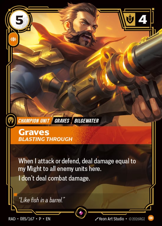 Graves, Blasting Through, Riftbound card RAD-085-P