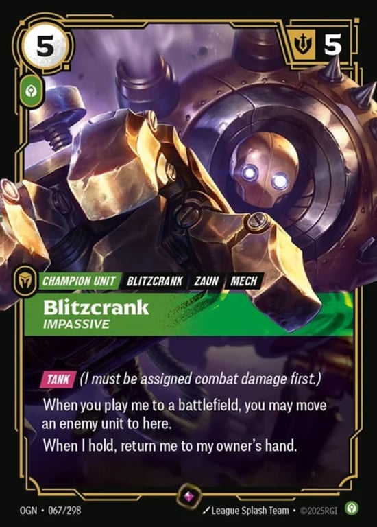Blitzcrank, Impassive, Riftbound card OGN-067-p