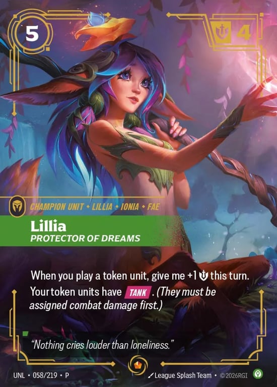 Lillia, Protector of Dreams, Riftbound card UNL-058-p