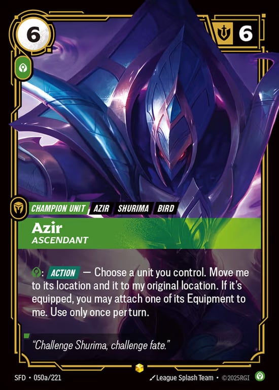 Azir, Ascendant, Riftbound card SFD-050a