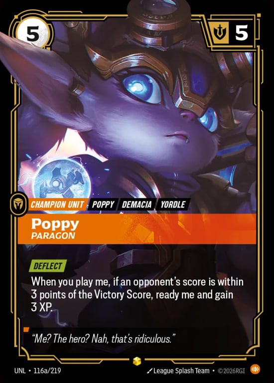 Poppy, Paragon, Riftbound card UNL-116a
