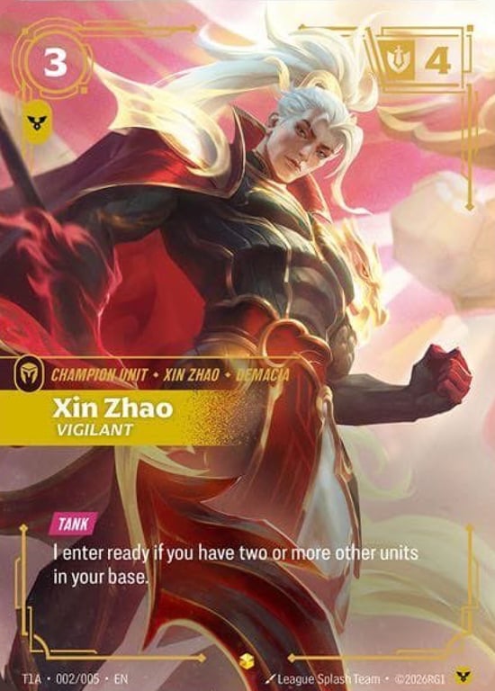 Xin Zhao, Vigilant, Riftbound card T1A-002