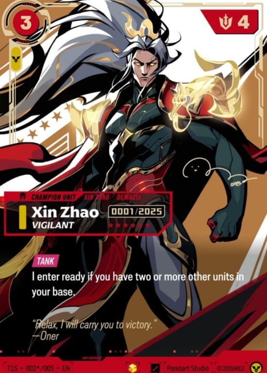 Xin Zhao, Vigilant, Riftbound card T1S-002*