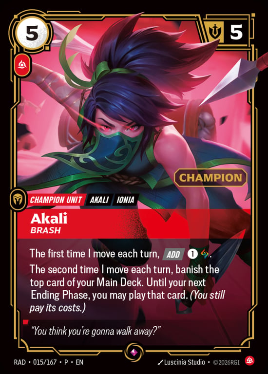 Akali, Brash, Riftbound card RAD-015-C