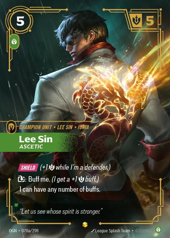 Lee Sin, Ascetic, Riftbound card OGN-078a