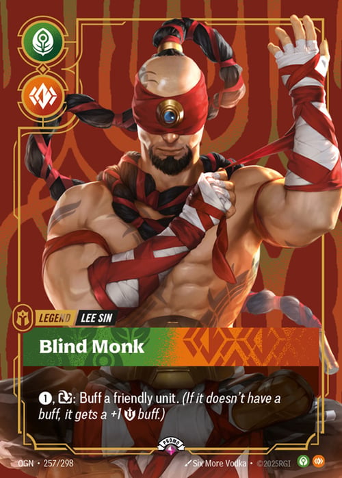 Lee Sin, Blind Monk, Riftbound card OGN-257p