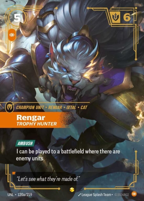 Rengar, Trophy Hunter, Riftbound card UNL-120a