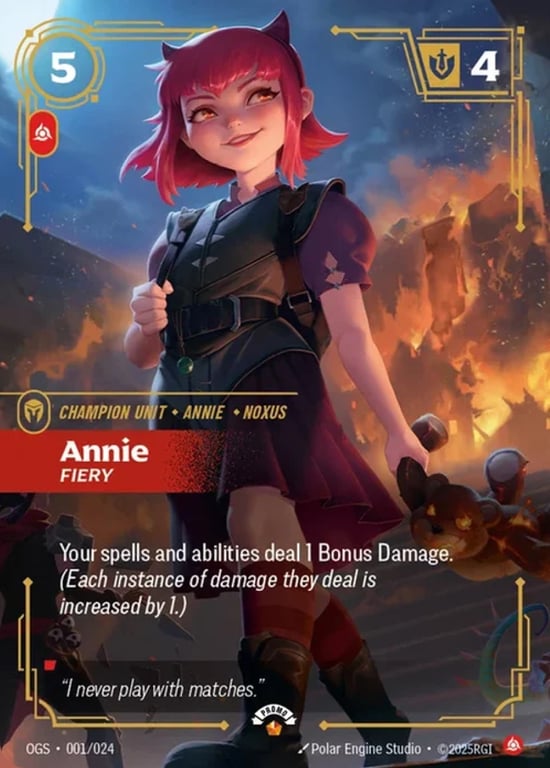 Annie, Fiery, Riftbound card OGS-001-p