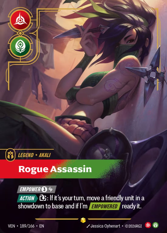 Akali, Rogue Assassin, Riftbound card VEN-189