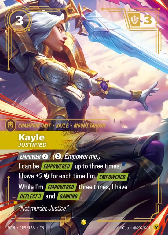 Kayle, Justified, Riftbound card VEN-185