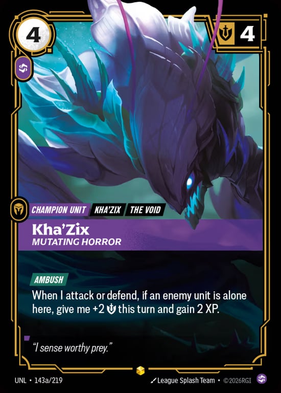 Kha'Zix, Mutating Horror, Riftbound card UNL-143a