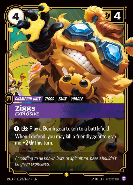 Ziggs, Explosive, Riftbound card RAD-122a