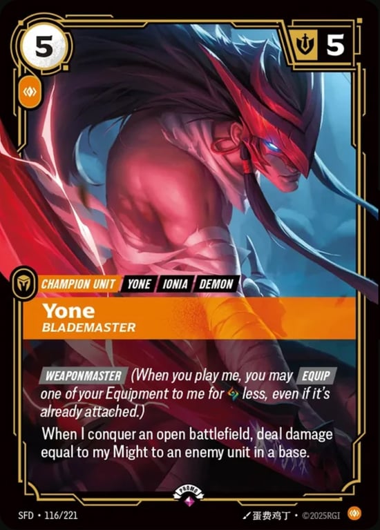 Yone, Blademaster, Riftbound card SFD-116-p