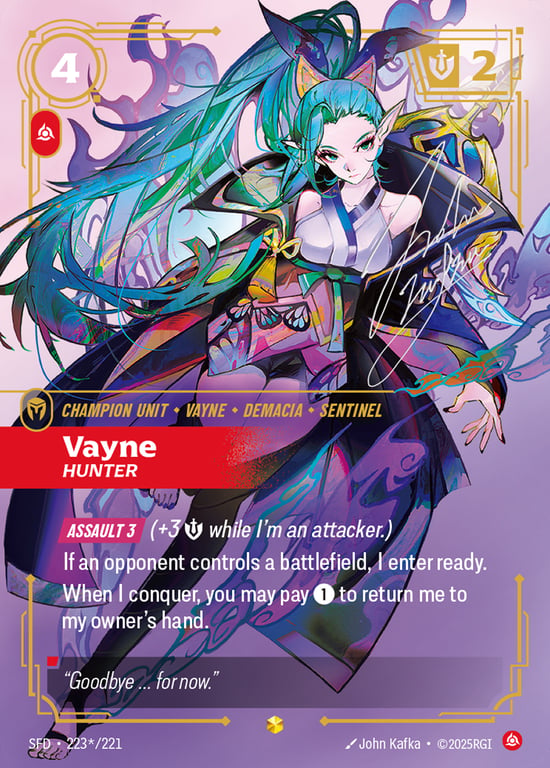 Vayne, Hunter, Riftbound card SFD-223*