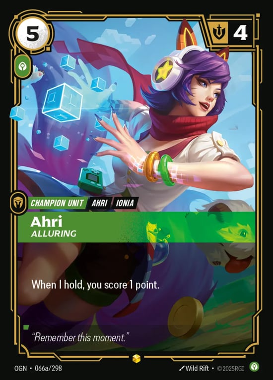 Ahri, Alluring, Riftbound card OGN-066a