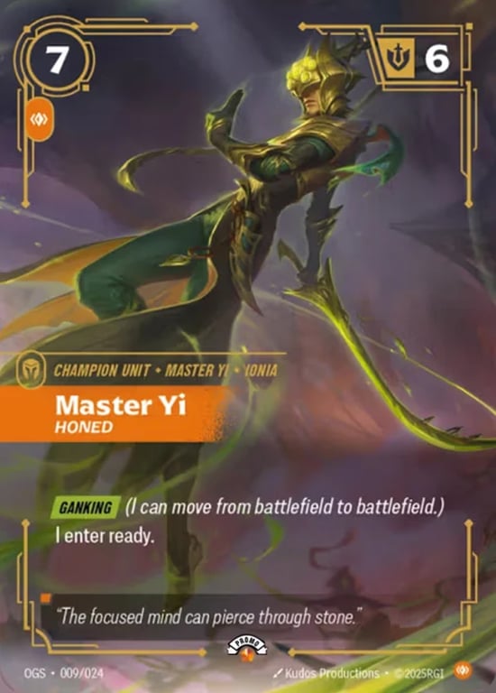 Master Yi, Honed, Riftbound card OGS-009-p