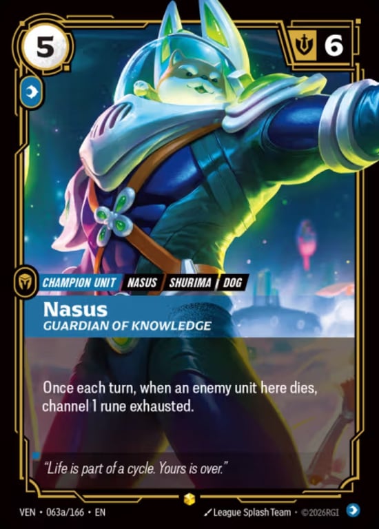 Nasus, Guardian of Knowledge, Riftbound card VEN-063a