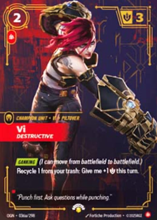 Vi, Destructive, Riftbound card OGN-036a