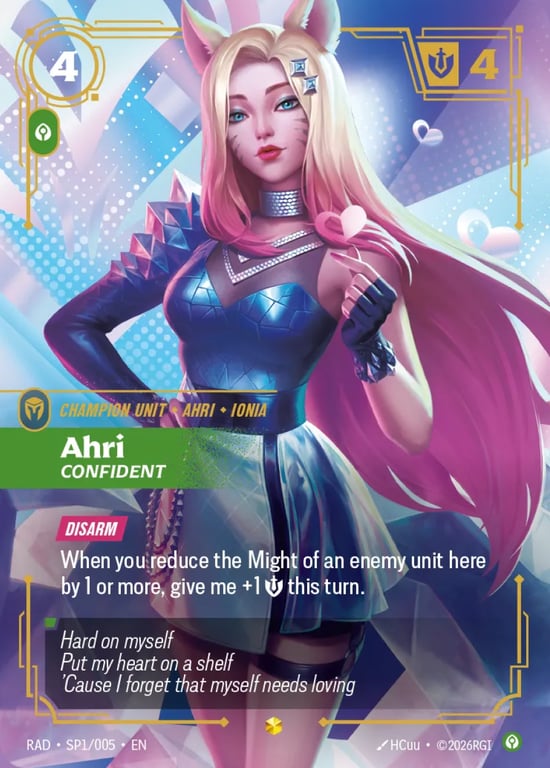 Ahri, Confident, Riftbound card RAD-SP1