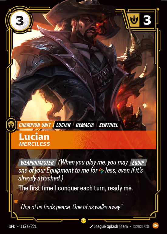 Lucian, Merciless, Riftbound card SFD-113a