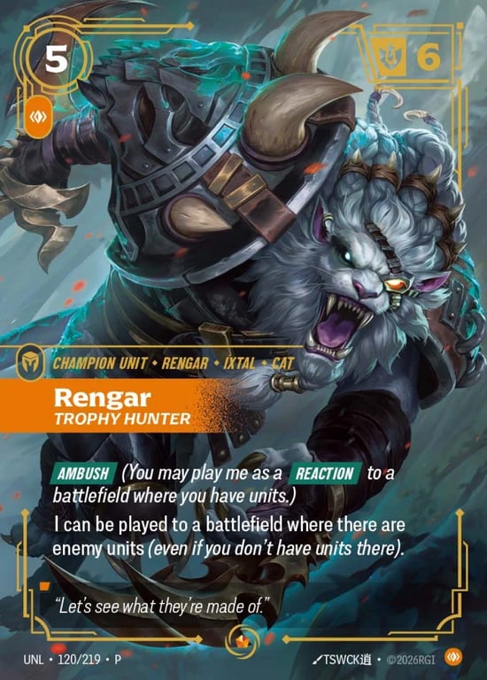 Rengar, Trophy Hunter, Riftbound card UNL-120-p