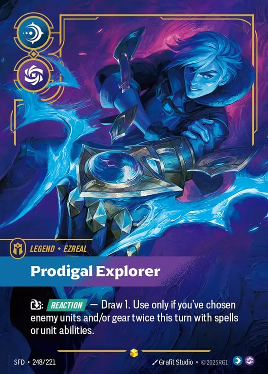 Ezreal, Prodigal Explorer, Riftbound card SFD-248
