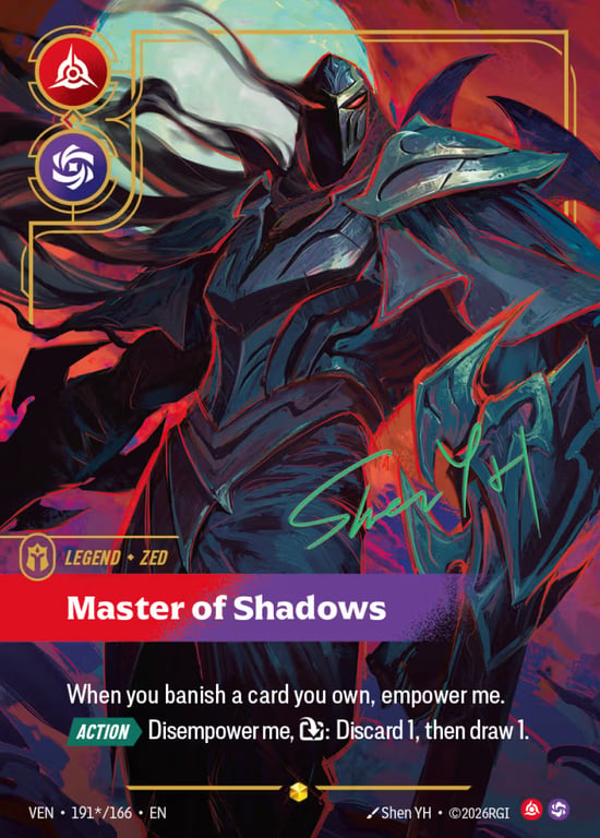 Zed, Master of Shadows, Riftbound card VEN-191*