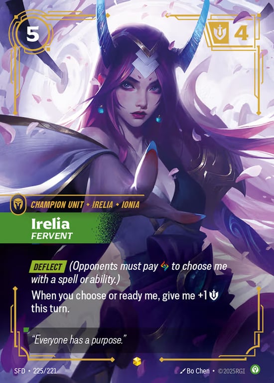 Irelia, Fervent, Riftbound card SFD-225