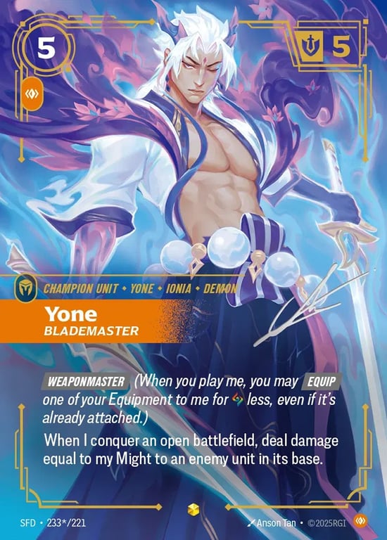 Yone, Blademaster, Riftbound card SFD-233*