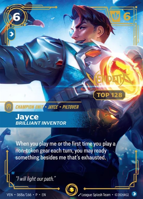 Jayce, Brilliant Inventor, Riftbound card VEN-068a-P