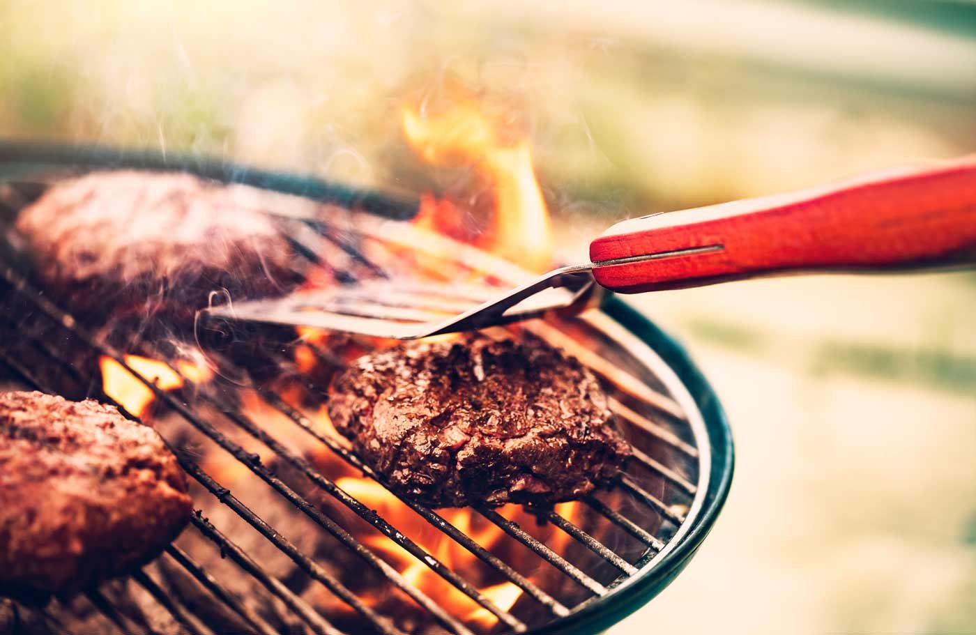 Meat grilling on a barbecue