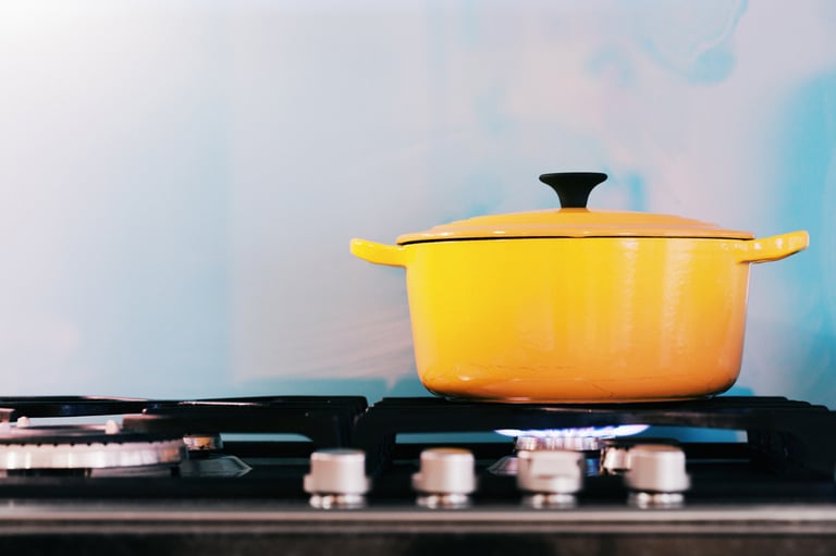 Saucepan on hob