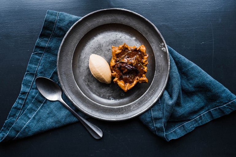 Ian Webber's unusual pastry in a Foragers Fruit Tart