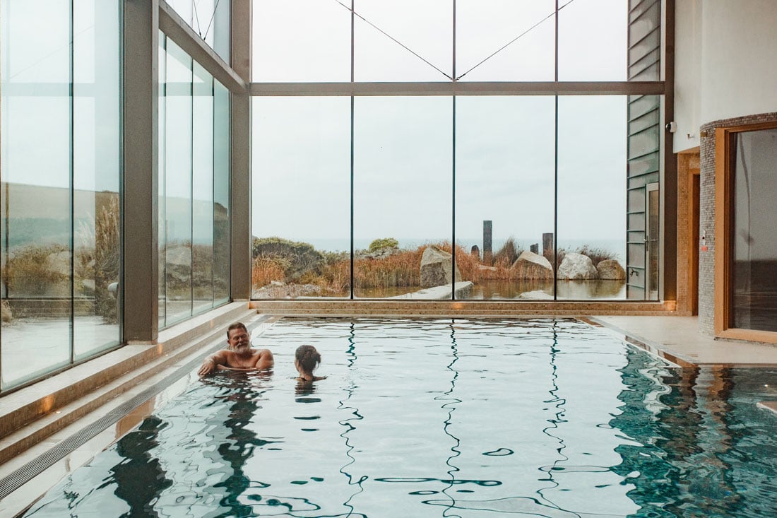 In the pool at Scarlet - sustainable spa breaks